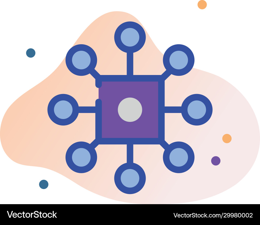 Cpu line fill block style icon design Vector Image
