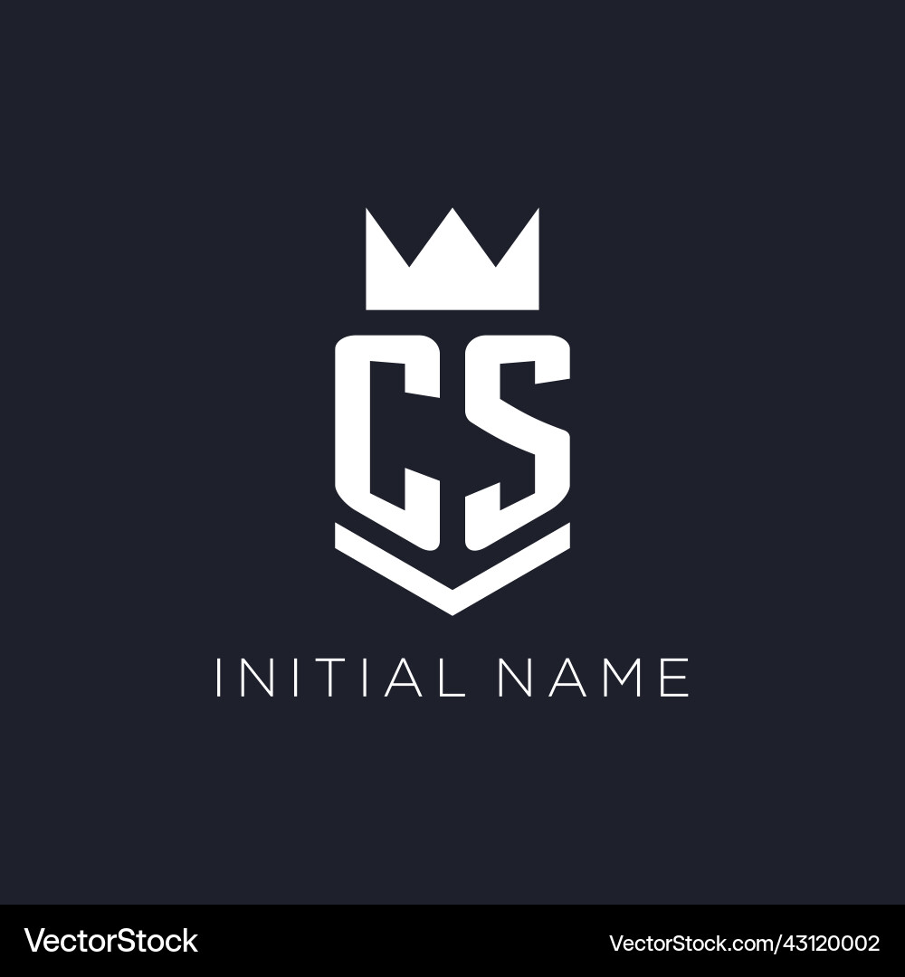 Cs logo with shield and crown initial monogram Cs logo with shield and crown initial monogram vector image