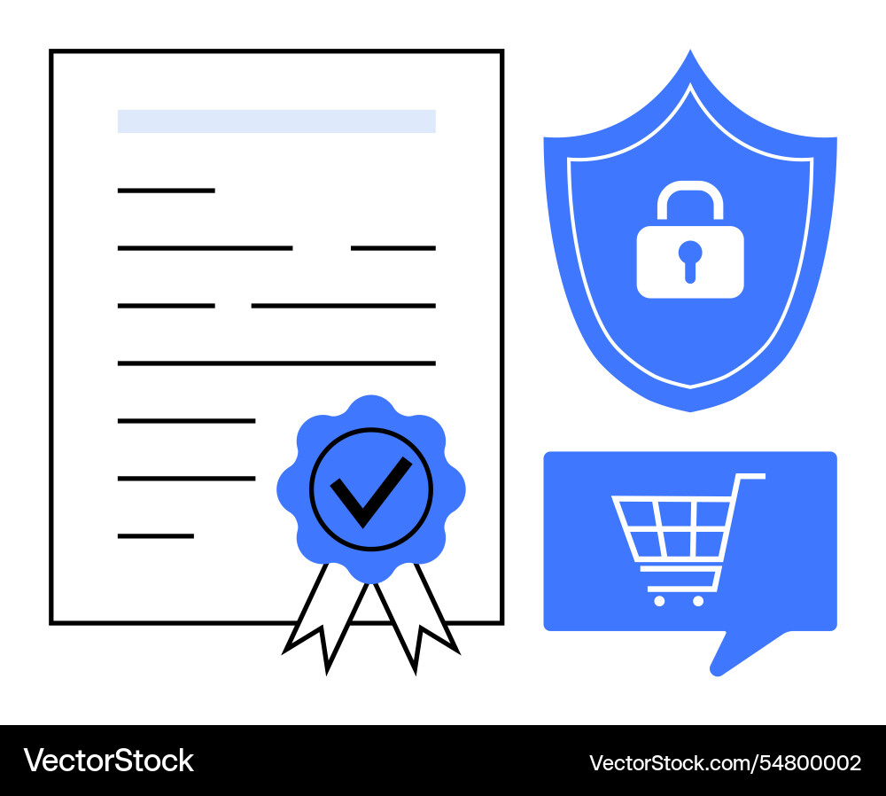 E-commerce security certificate with shield E-commerce security certificate with shield vector image