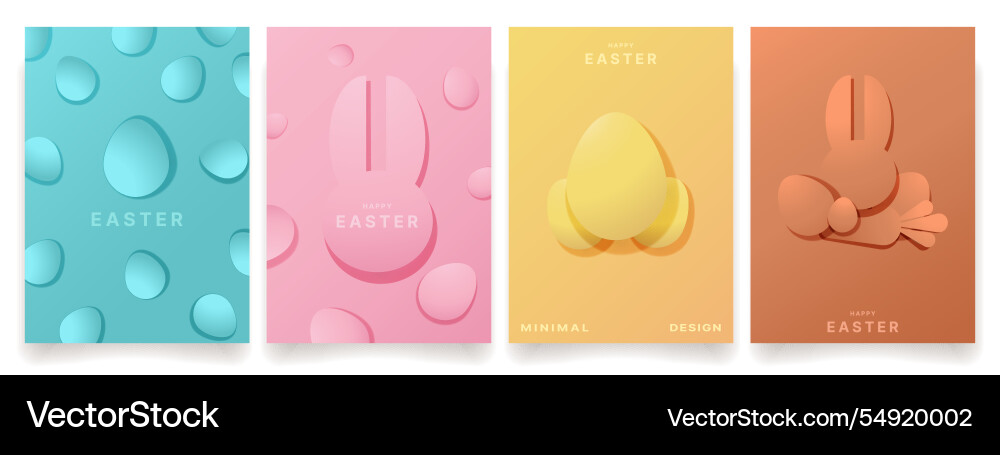 Easter template set with abstract rabbits Easter template set with abstract rabbits vector image