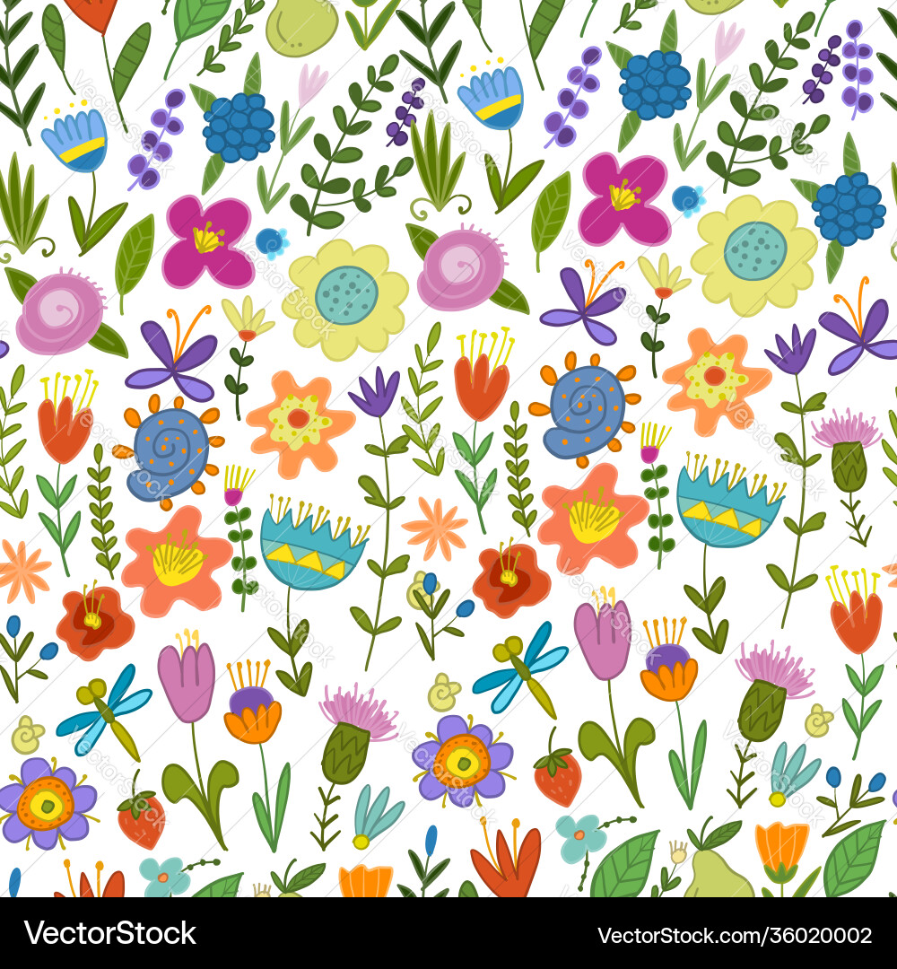 Magic garden background seamless pattern for your Vector Image
