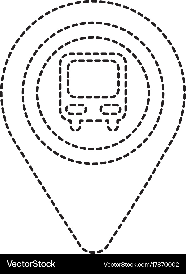 Map pointer with symbol bus station for location vector image