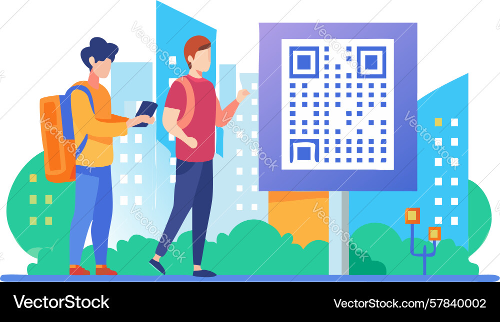 Mobile qr code scanning digital interaction vector image