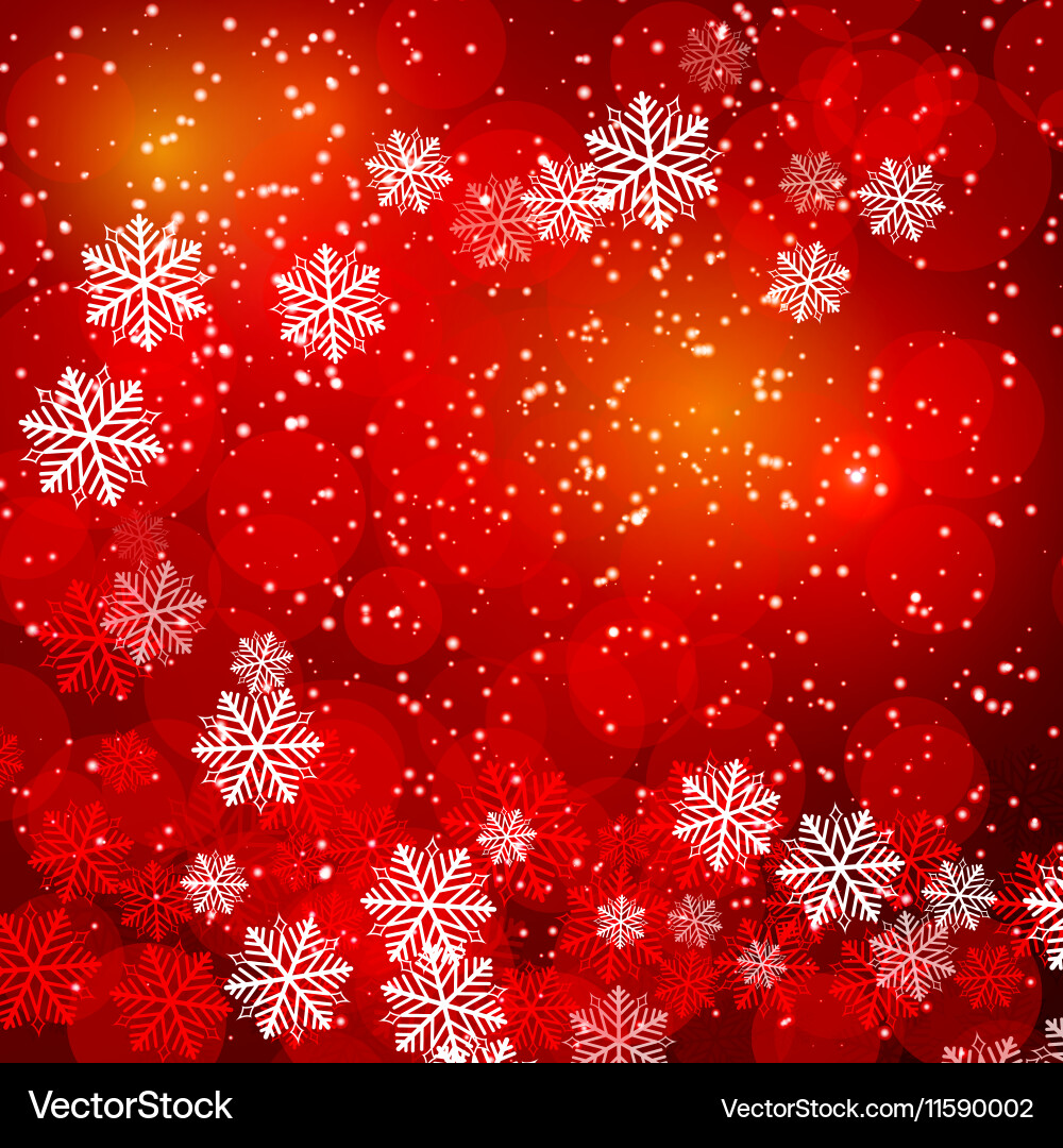 Red Bokeh Christmas Snowflake Background Vector Image