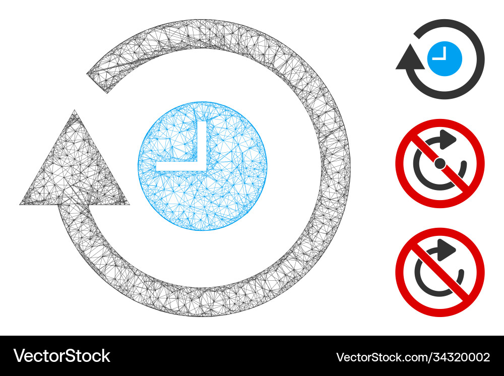 Repeat clock polygonal web mesh Repeat clock polygonal web mesh vector image