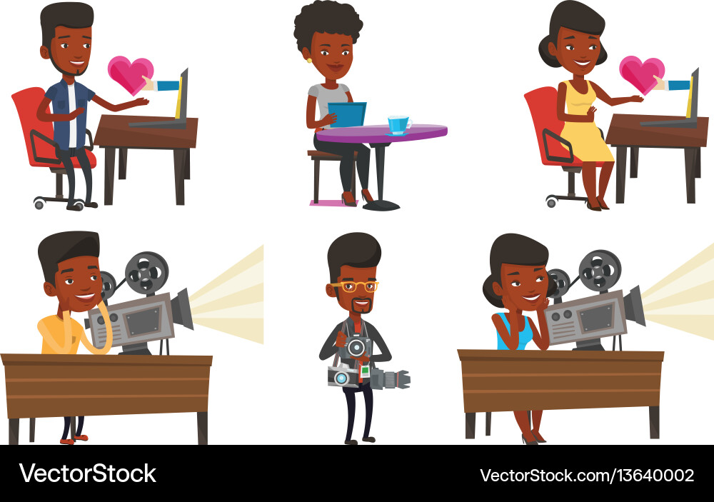 Set of media people characters Set of media people characters vector image