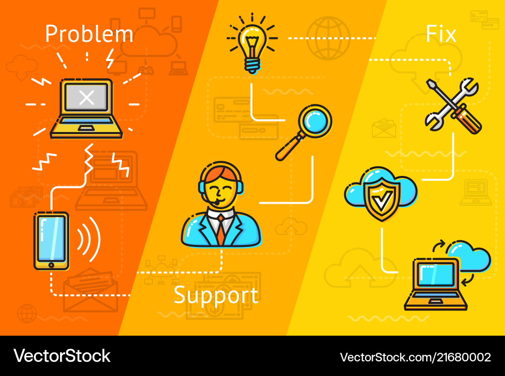 Support cloud computing problem solving etc Vector Image