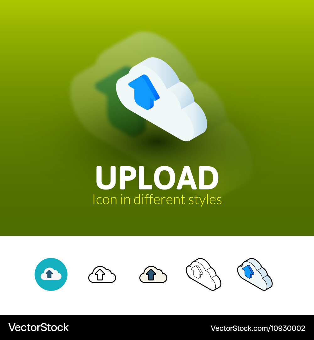Upload icon in different style Vector Image