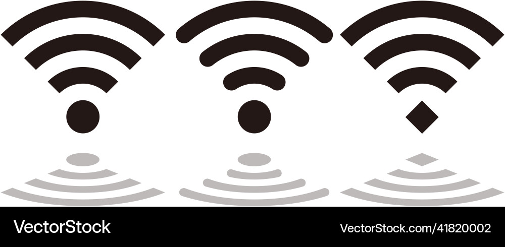 Various wifi icon set with shadows vector image