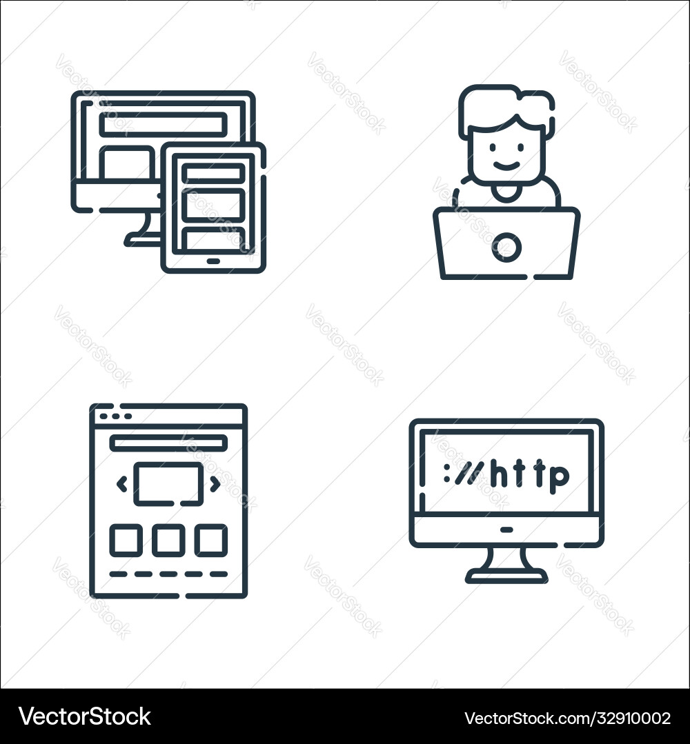 Web development line icons linear set quality Web development line icons linear set quality Vector Image