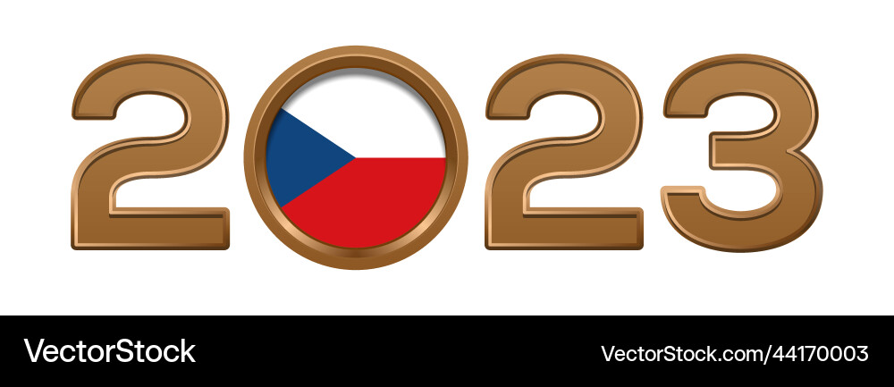2023 gold number with the czech flag inside 2023 gold number with the czech flag inside vector image