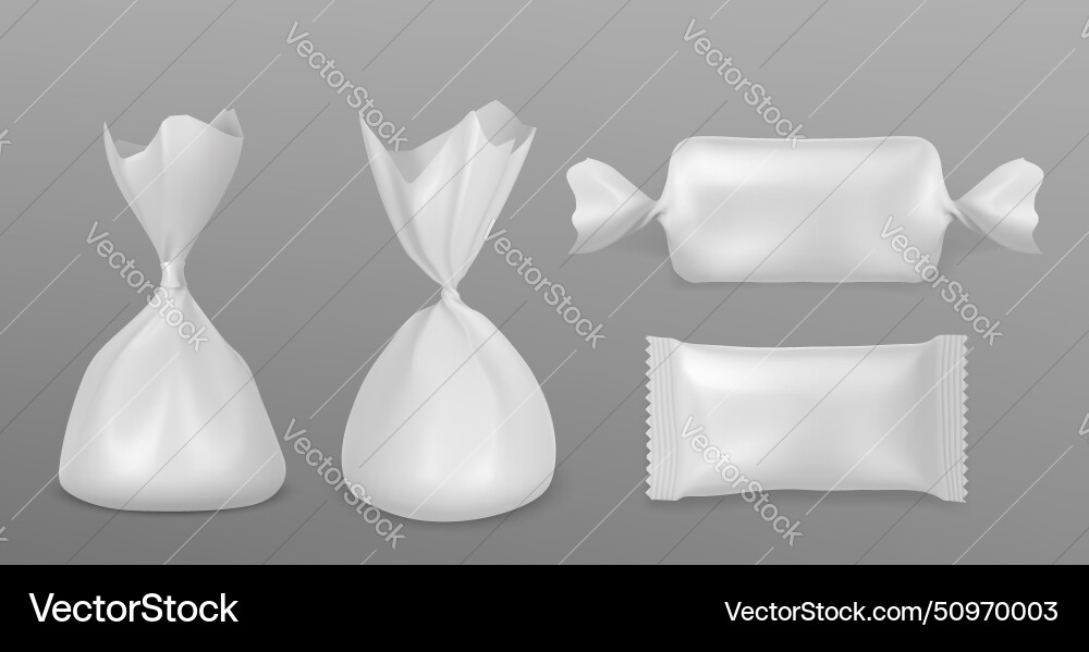 3d sweet chocolate candy plastic wrapper mockup Vector Image