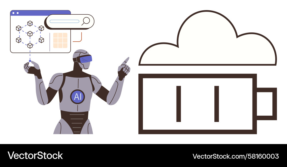 AI Data Analysis Robot Vector Image