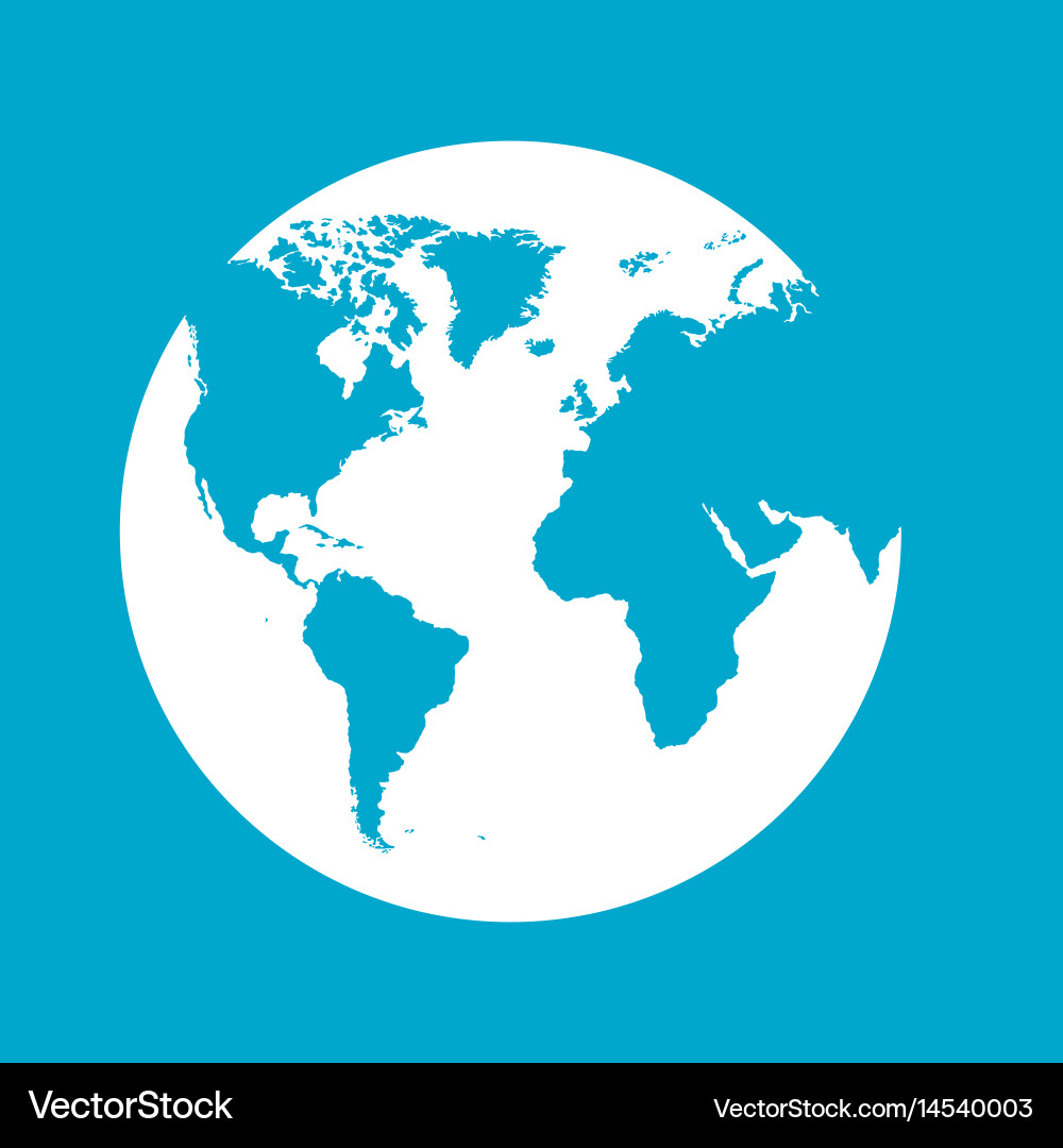 Blue square frame with map world icon vector image
