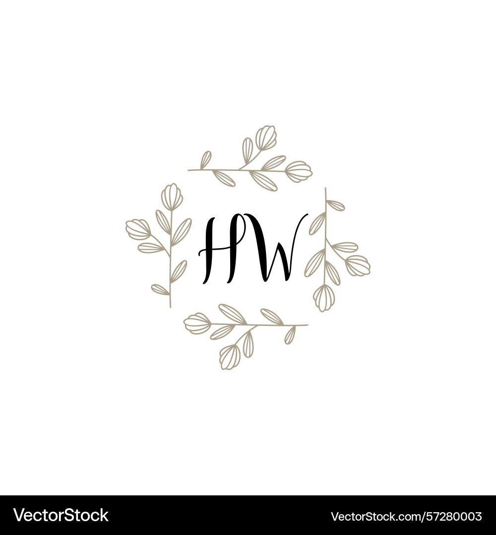 Botanical monogram logos with initial hw Vector Image