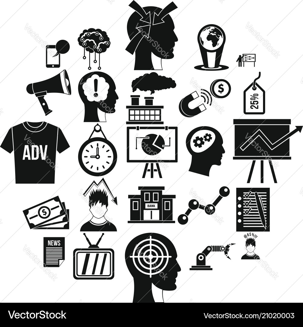 Brainchild icons set simple style vector image