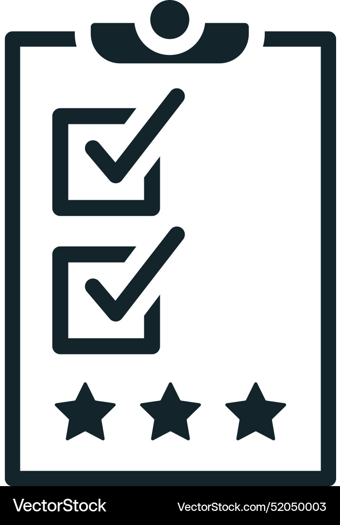 Clipboard showing check marks and five star rating Clipboard showing check marks and five star rating vector image