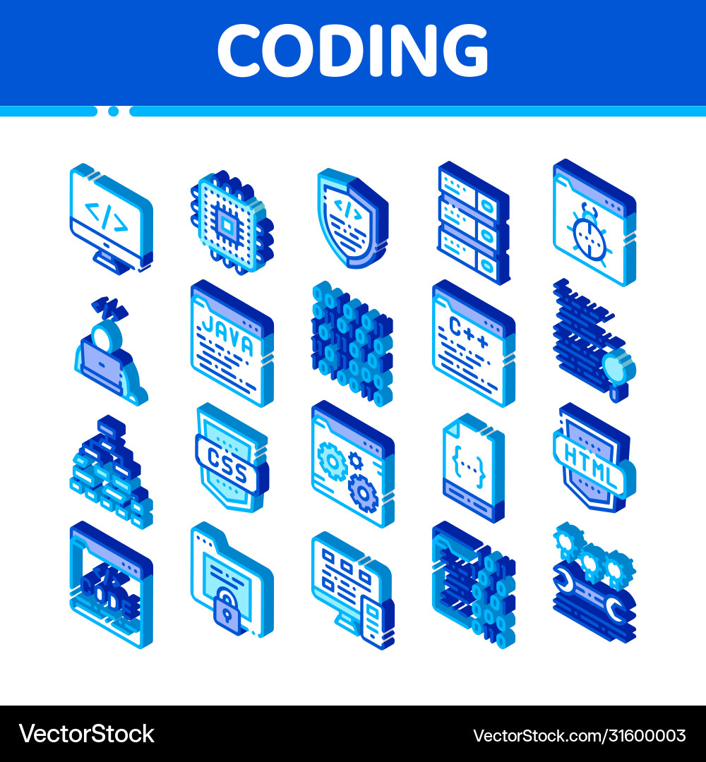Coding System isometrische Icons Set Coding System isometrische Icons Set vektorbild