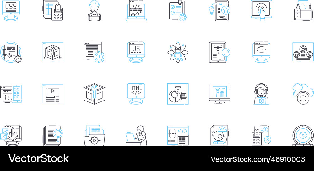 Computer science linear icons set algorithm Computer science linear icons set algorithm vector image