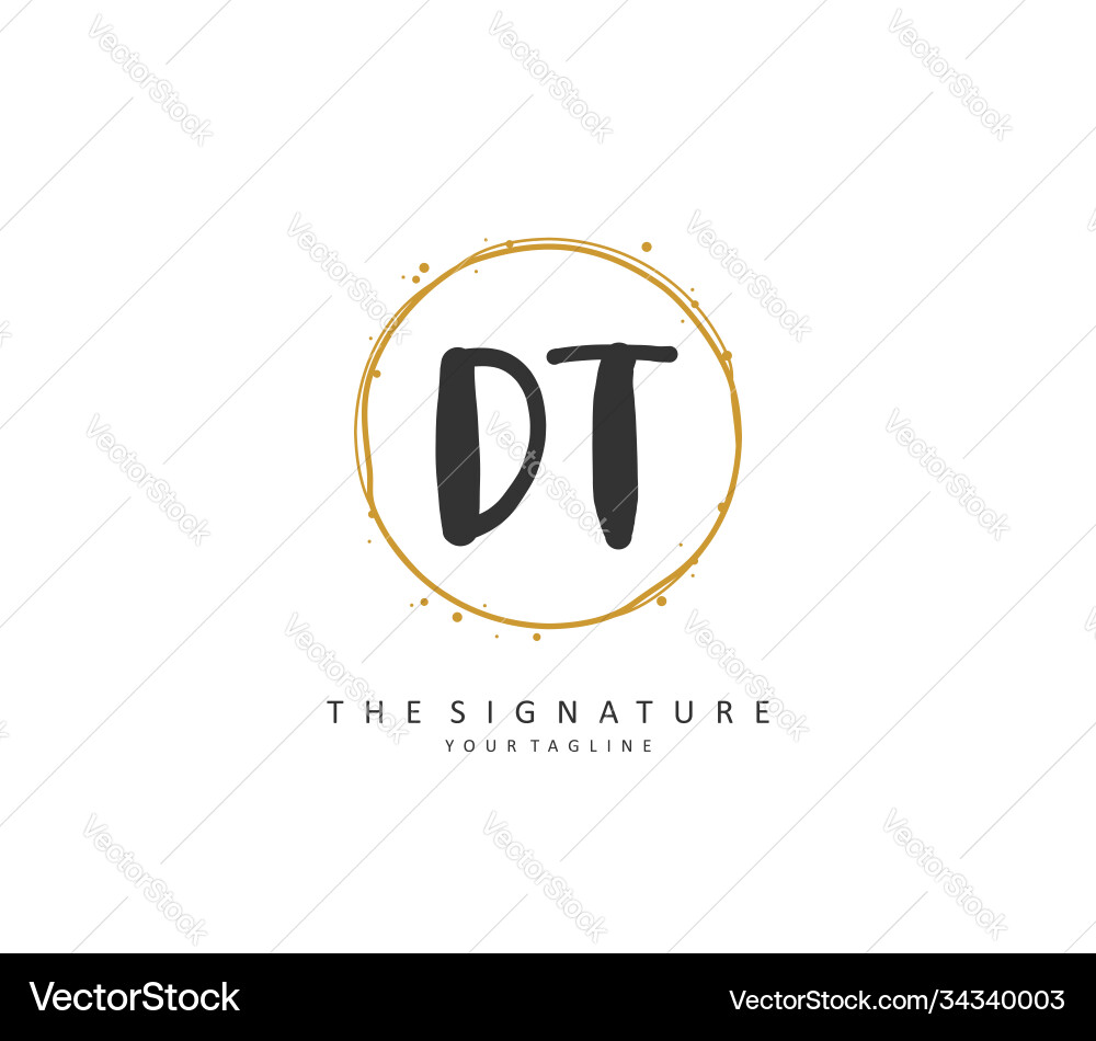 D t dt initial letter handwriting and signature D t dt initial letter handwriting and signature Vector Image
