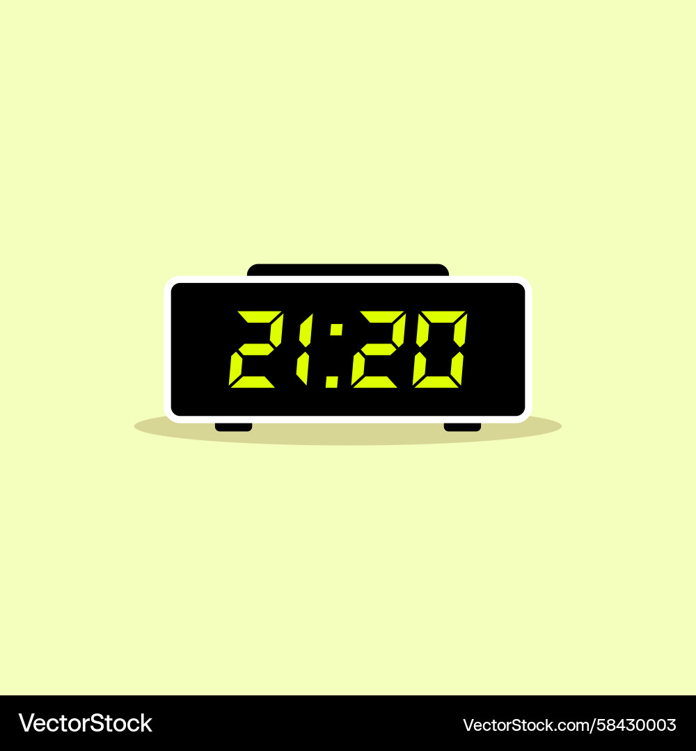 Digital Clock Icon - Modern Style Vector Image