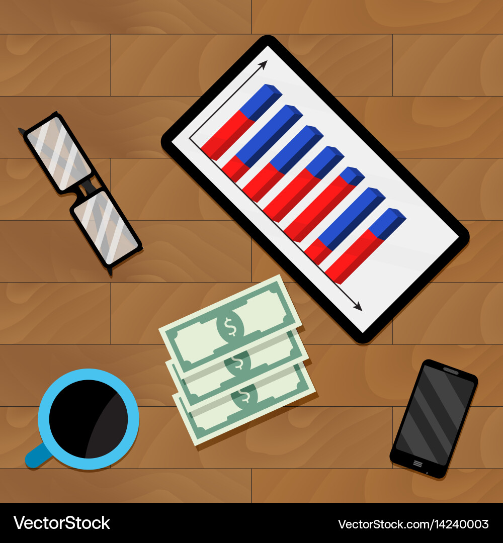 Finance Data Report on Tablet Vector Image