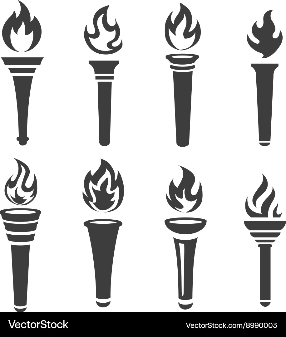 Flame Torch Icon Set Vector Image