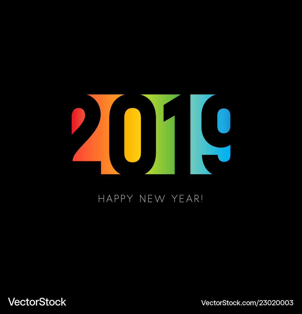Frohes neues 2019 Jahr Zeichen bunten negativen Raum Frohes neues 2019 Jahr Zeichen bunten negativen Raum vektorbild