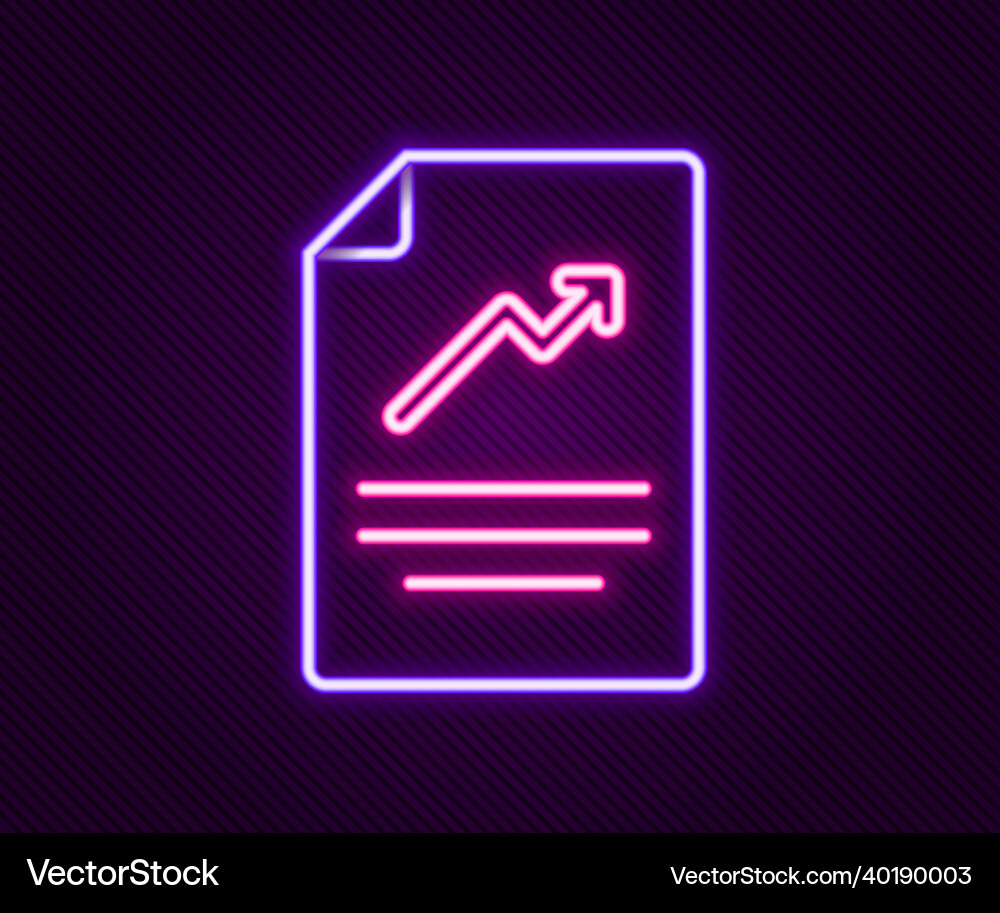 Glowing neon line document with graph chart icon Glowing neon line document with graph chart icon vector image