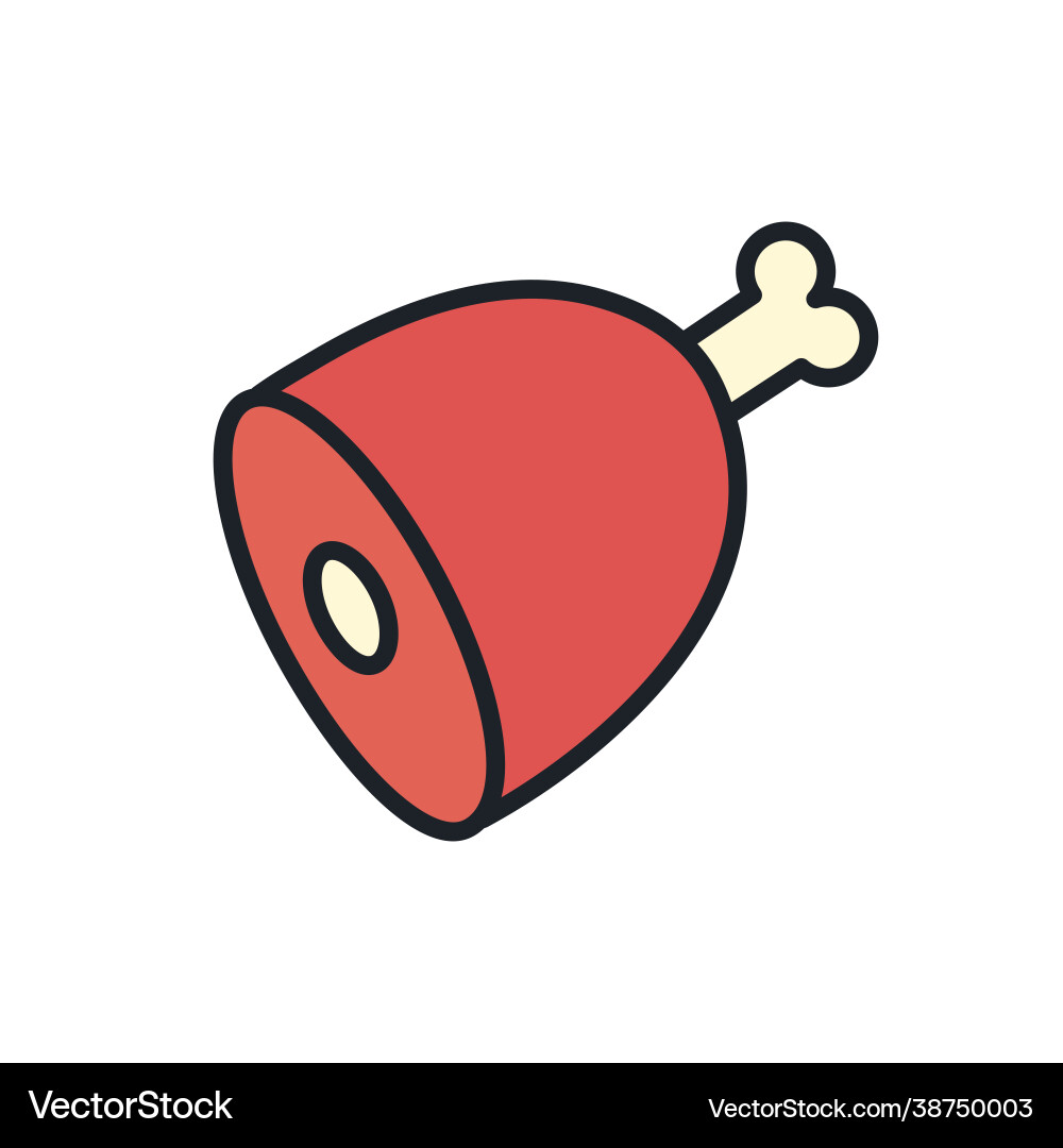 Ham gammon icon isolated linear color Ham gammon icon isolated linear color Vector Image
