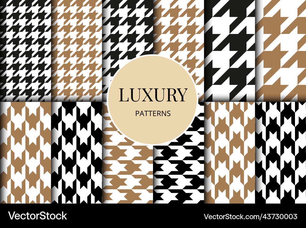 Houndstooth seamless patterns set fabric Houndstooth seamless patterns set fabric vector image