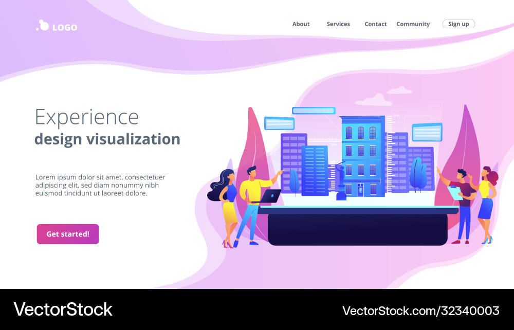 Interactive design visualization concept landing Vector Image