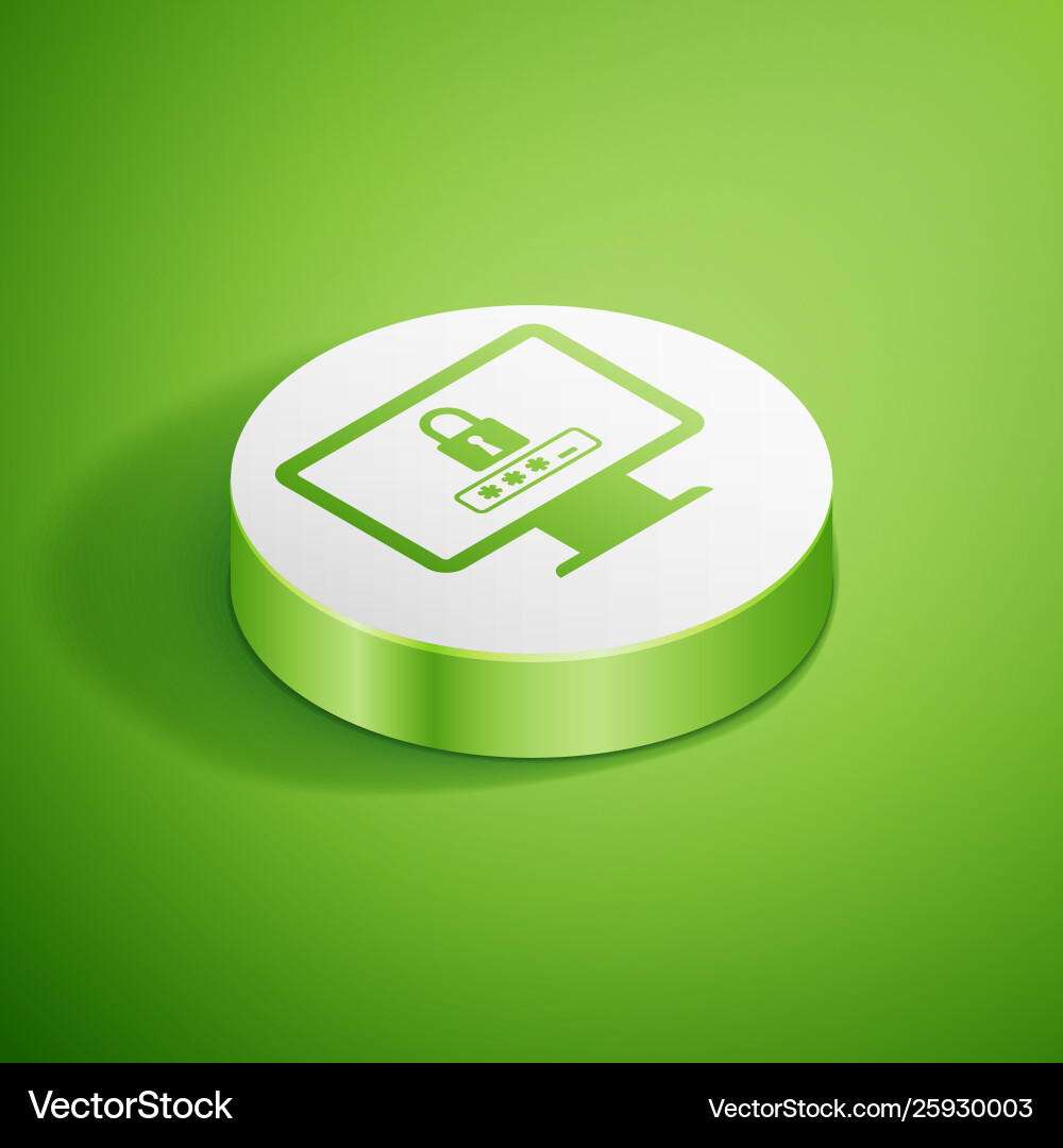 Isometric monitor with password notification vector image
