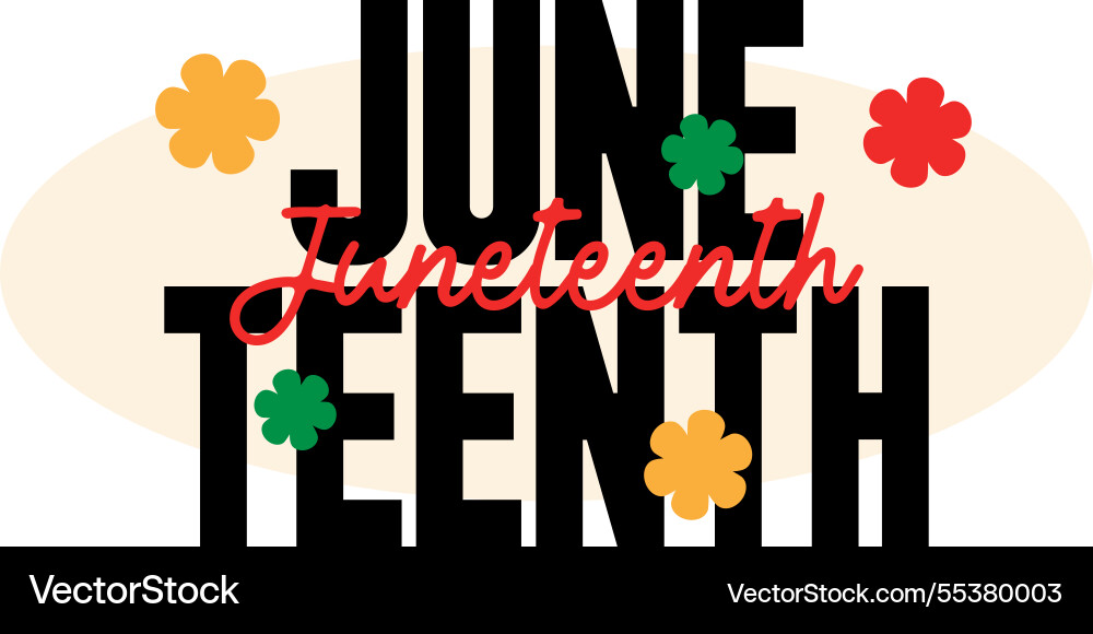 Juneteenth typography text script white background Vector Image