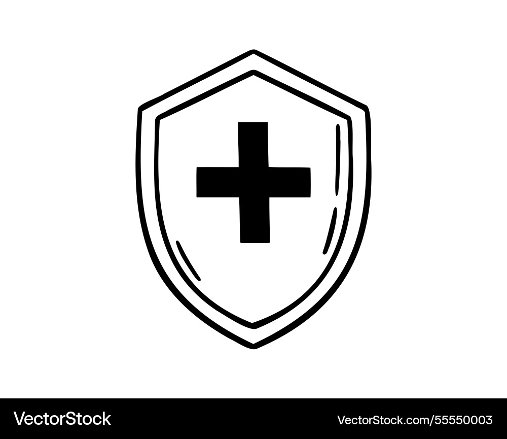 Medical shield doodle hand drawn icon outline Medical shield doodle hand drawn icon outline vector image