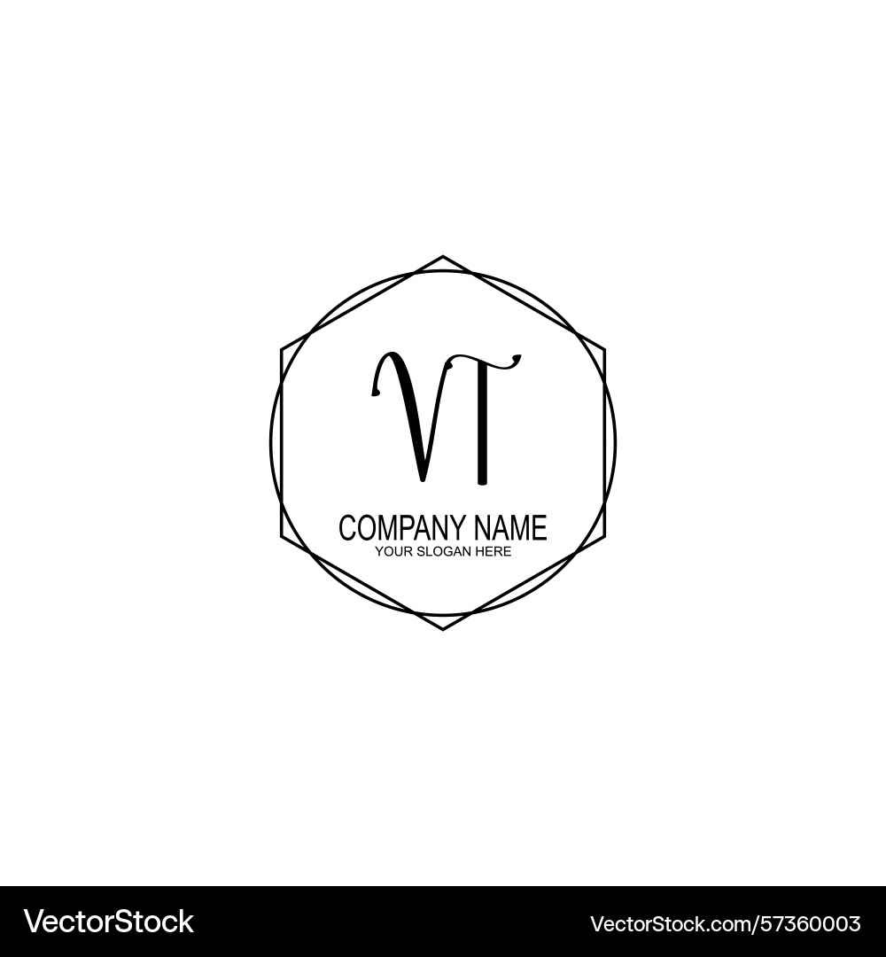 Minimalist handwritten vt initial logos with soft Vector Image