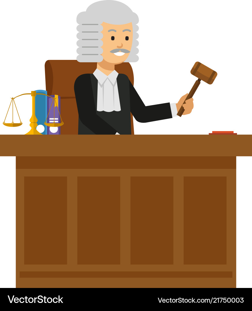 Old male judge read the law book at court vector image