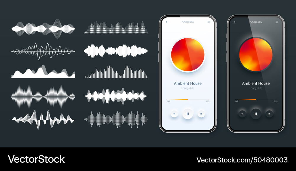 Online audio player user interface smartphone app Online audio player user interface smartphone app vector image
