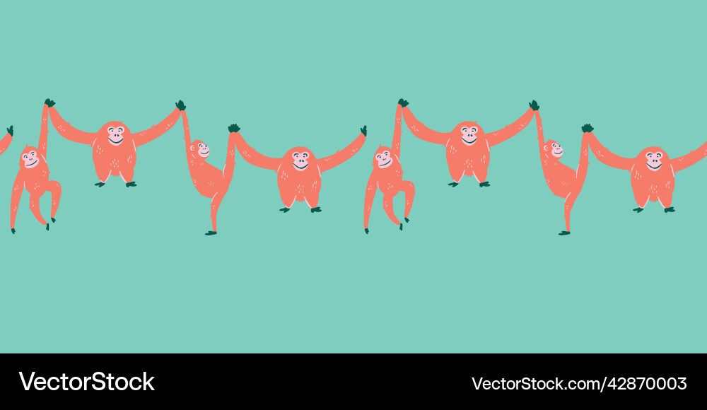 Orangutan border repeat cute monkey Orangutan border repeat cute monkey vector image