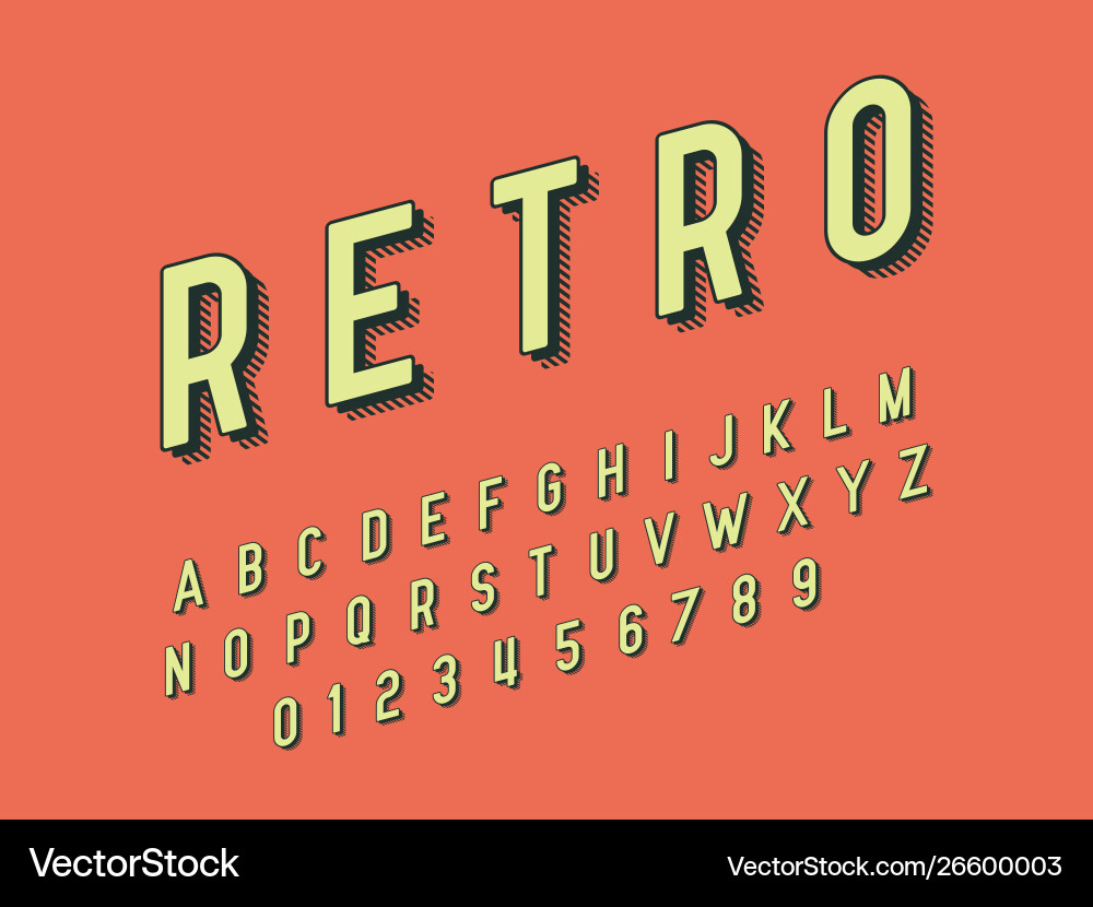 Retro font and alphabet stock Vector Image