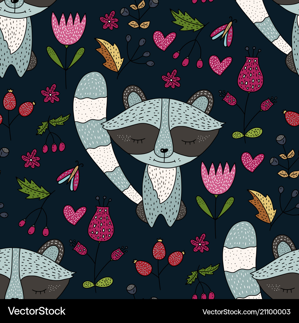 Seamless forest pattern with cute color Seamless forest pattern with cute color vector image