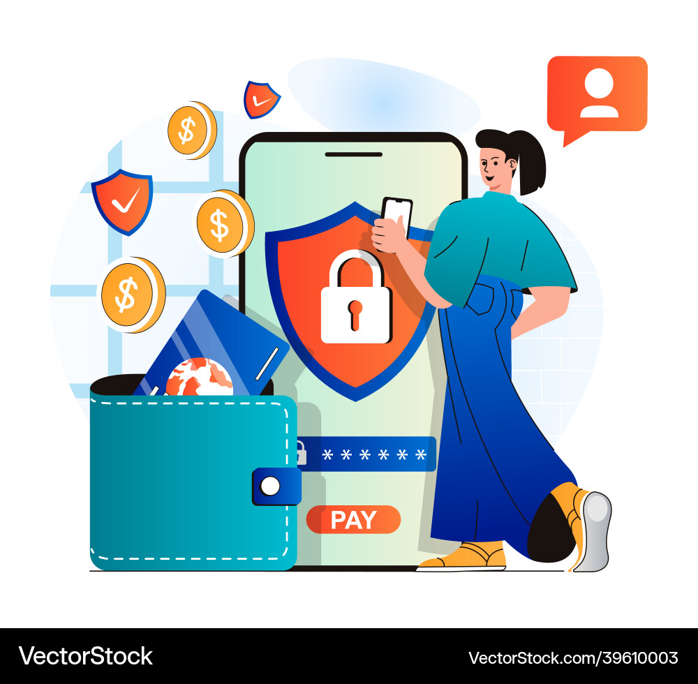 Secure payment concept in modern flat design Secure payment concept in modern flat design Vector Image