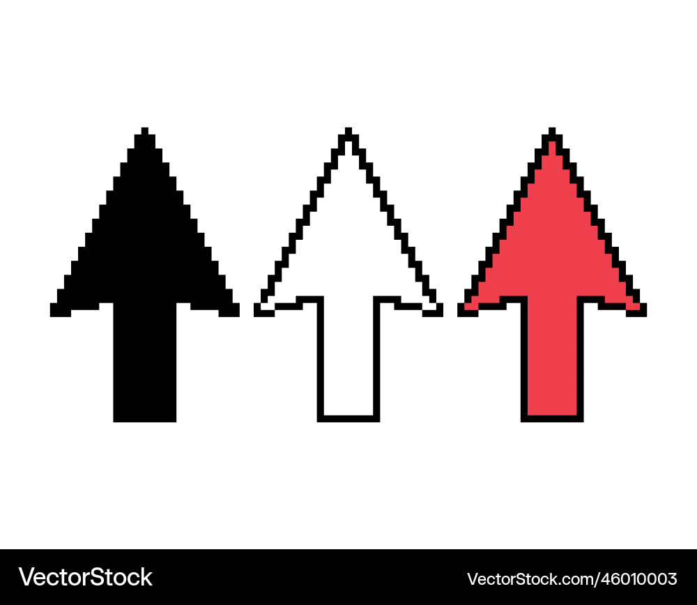 Set of arrow pixel icon web cursor click mouse Set of arrow pixel icon web cursor click mouse vector image