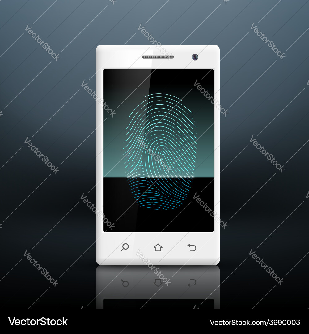 Smartphone with fingerprint on the screen Vector Image
