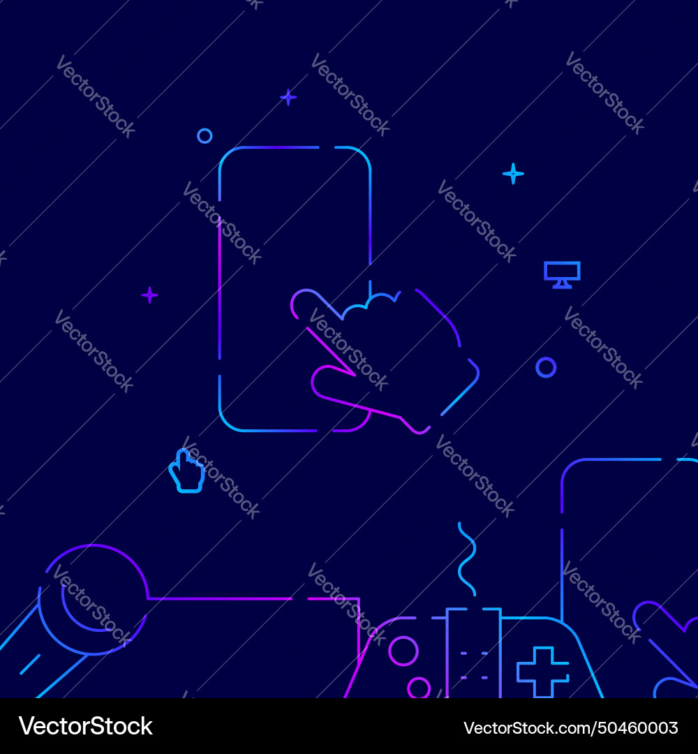 Smartphone with hand gradient line icon Smartphone with hand gradient line icon vector image