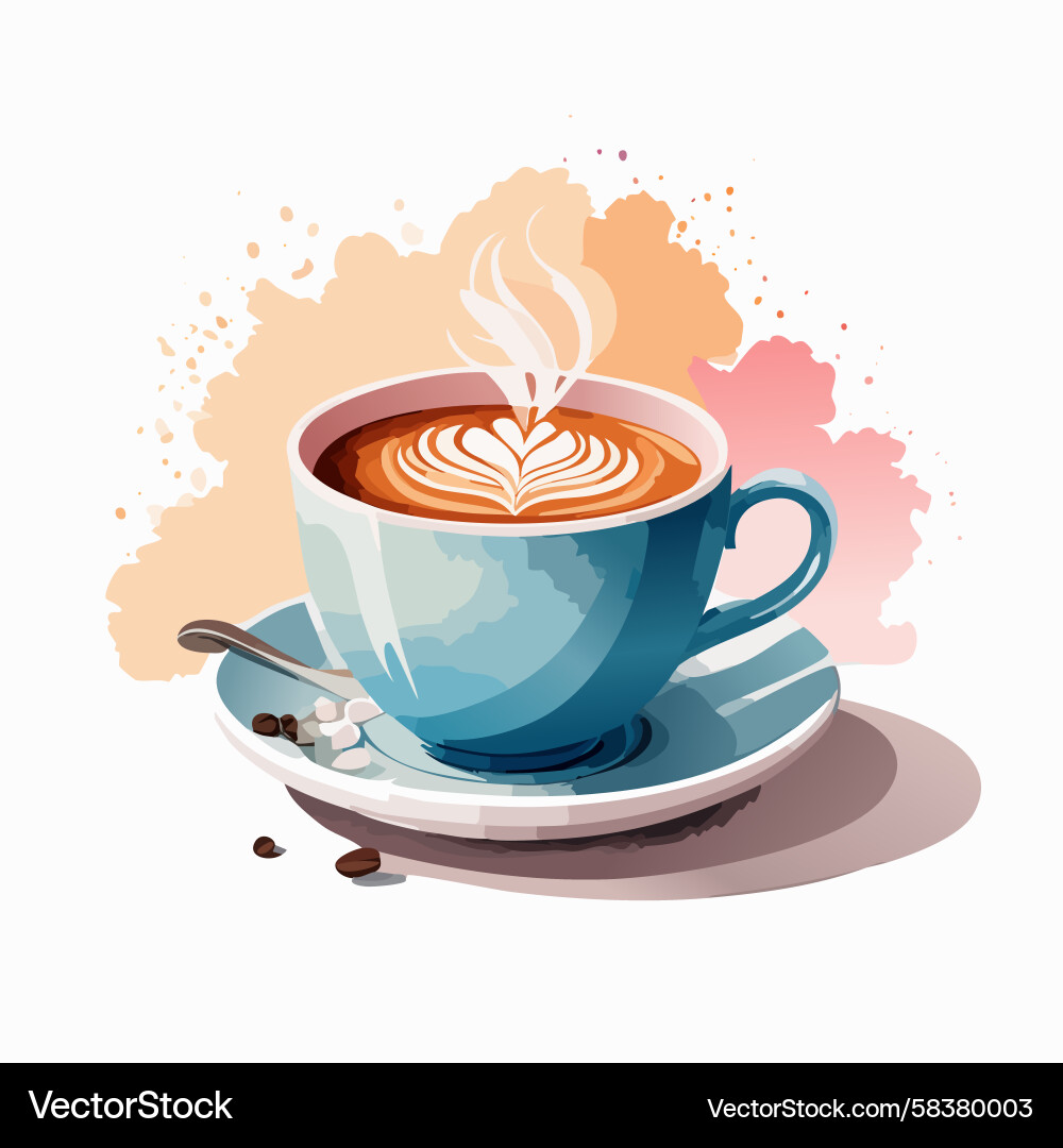 Steaming Latte with Heart Vector Image