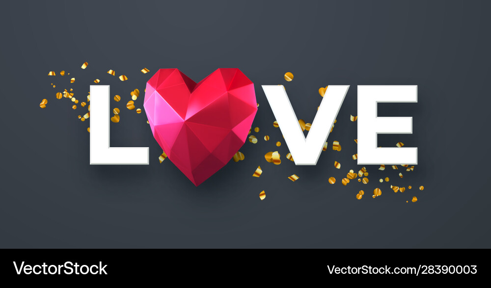 Valentines day festive background with realistic Vector Image