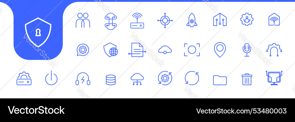Verbindung Computer-Tools Linien-Set Icon Design vektorbild