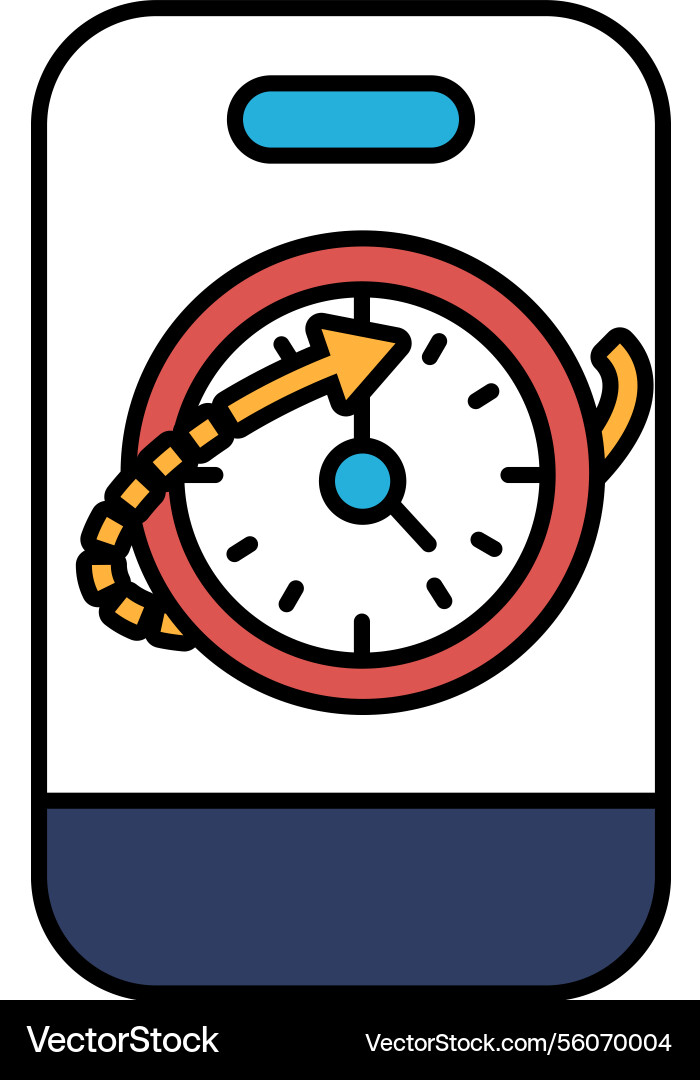A clock with red circle and an arrow pointing A clock with red circle and an arrow pointing vector image