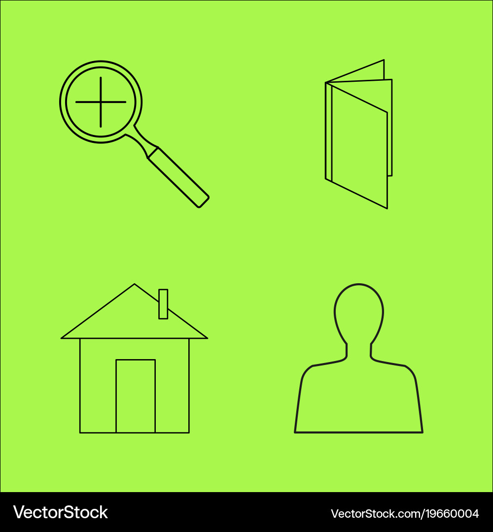 Basic content simple linear outline icon set vector image